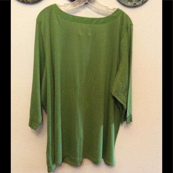 Avenue Fun Chic Sassy Ruffle Trim Placket Top - Picture 7 of 7